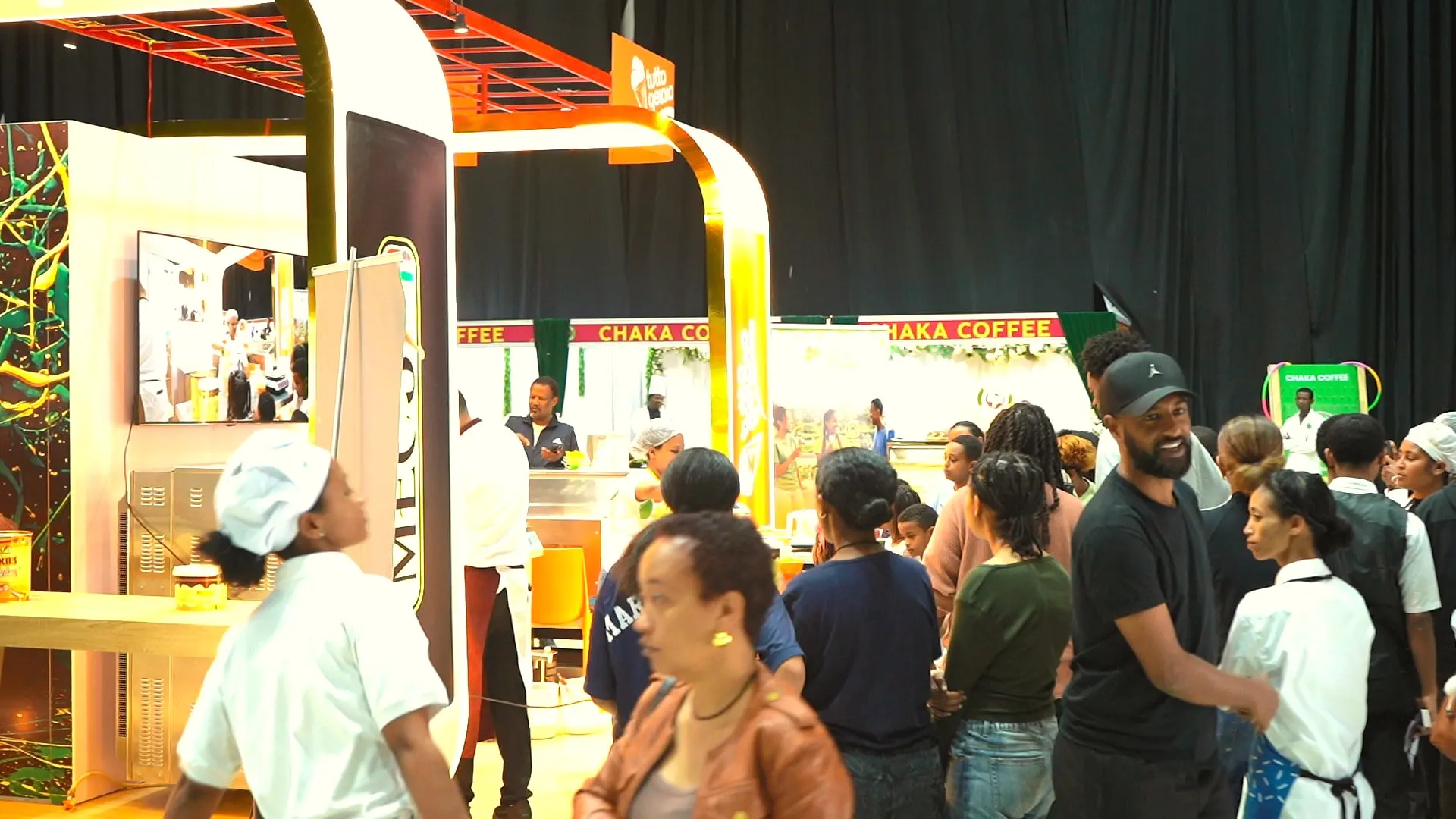 Visitors queueing at the Italian gelato counter