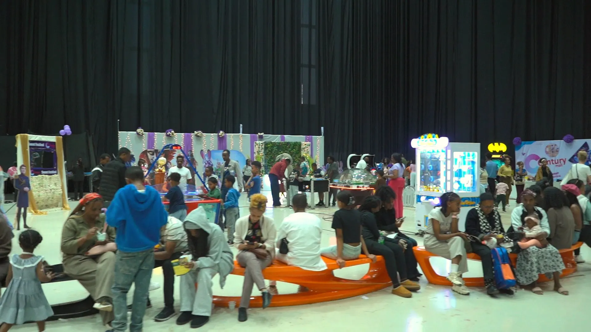 Families relaxing in the lounge area